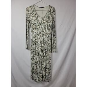 Peruvian Connection Elena Green Floral LS Faux Wrap Maxi Dress Women's Small